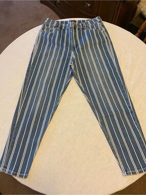 GAP Blue Jeans with White Vertical Stripes